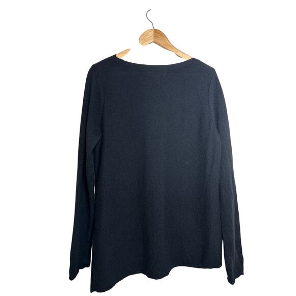 Cashmere Super Soft Women's Black Asymmetrical Cashmere Sweater Size XL Luxury - Picture 2 of 8